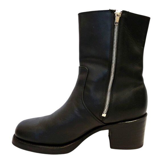 FRYE Campus Short Boot Black Leather Western Cowgirl Moto - Picture 4 of 10